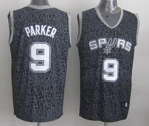 Black Spurs #9 Tony Parker Crazy Light Stitched NBA Jersey